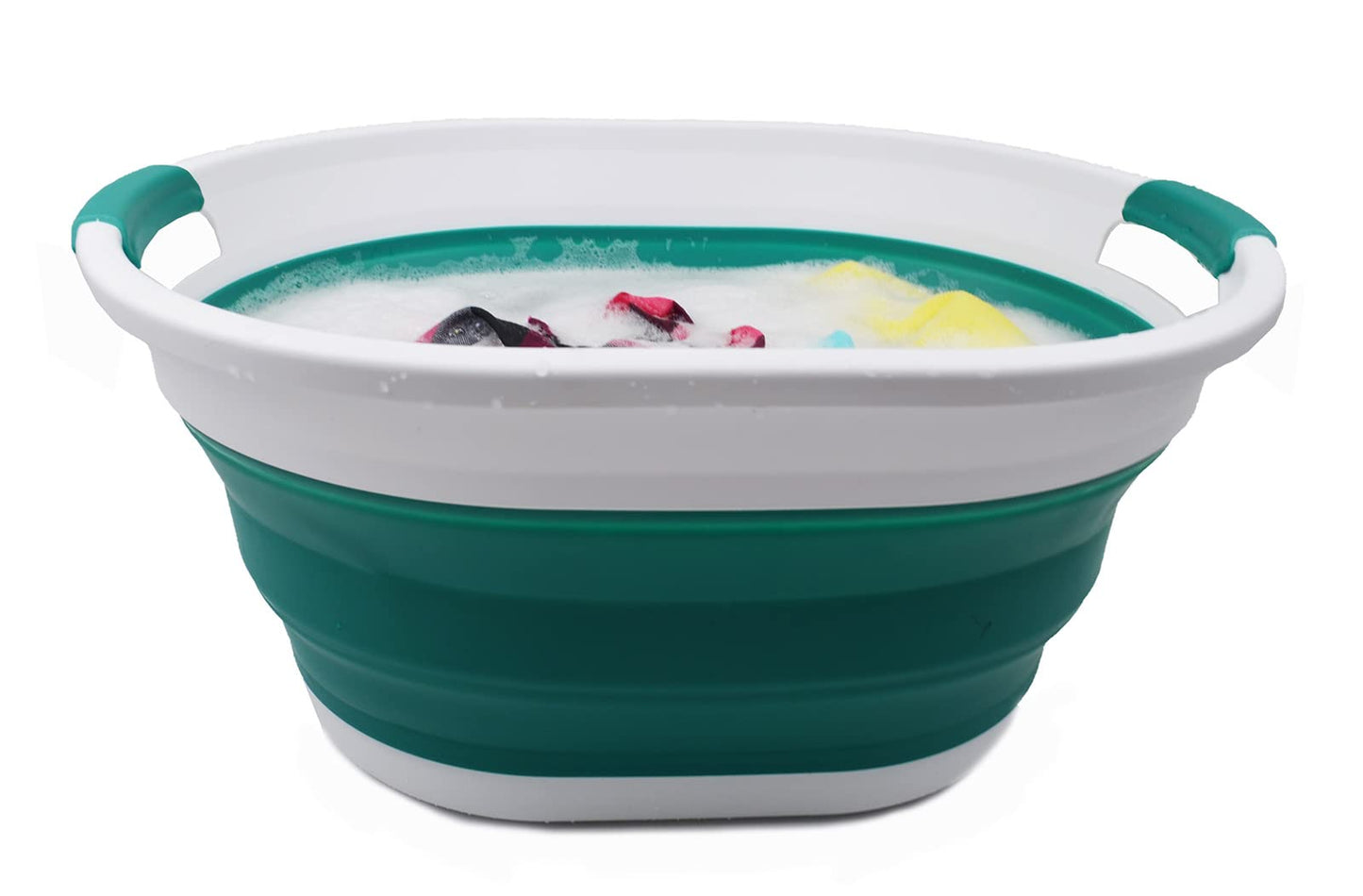 SAMMART 32L (8.4 Gallon) Collapsible Plastic Laundry Basket - Foldable Pop Up Storage Container/Organizer - Portable Washing Tub - Space Saving Hamper, Water Capacity: 24L