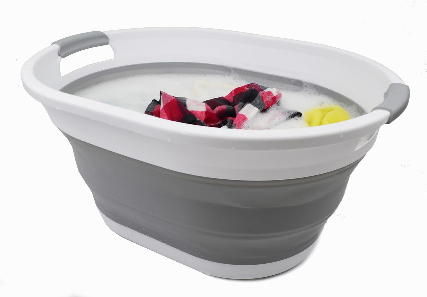 SAMMART 32L (8.4 Gallon) Collapsible Plastic Laundry Basket - Foldable Pop Up Storage Container/Organizer - Portable Washing Tub - Space Saving Hamper, Water Capacity: 24L
