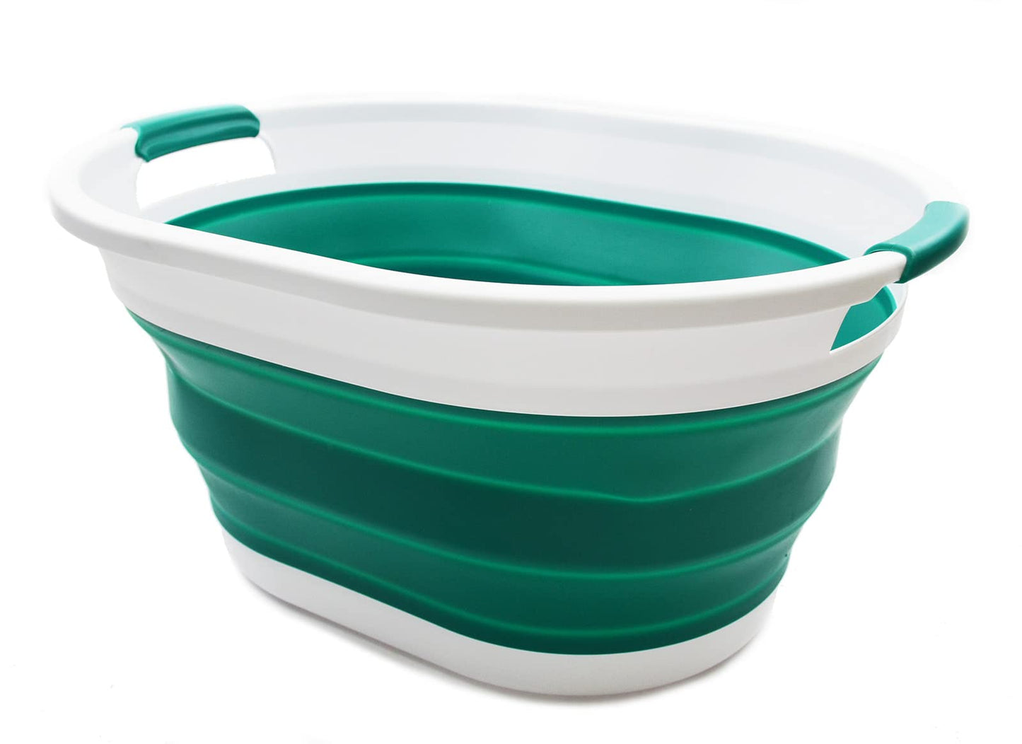 SAMMART 32L (8.4 Gallon) Collapsible Plastic Laundry Basket - Foldable Pop Up Storage Container/Organizer - Portable Washing Tub - Space Saving Hamper, Water Capacity: 24L