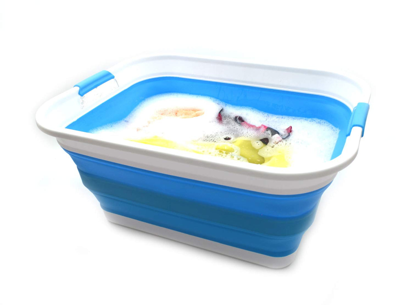 SAMMART 42L (11 Gallon) Collapsible Plastic Laundry Basket-Foldable Pop Up Storage Container/Organizer-Portable Washing Tub-Space Saving Basket, Water Capacity 34L(9 Gallon)