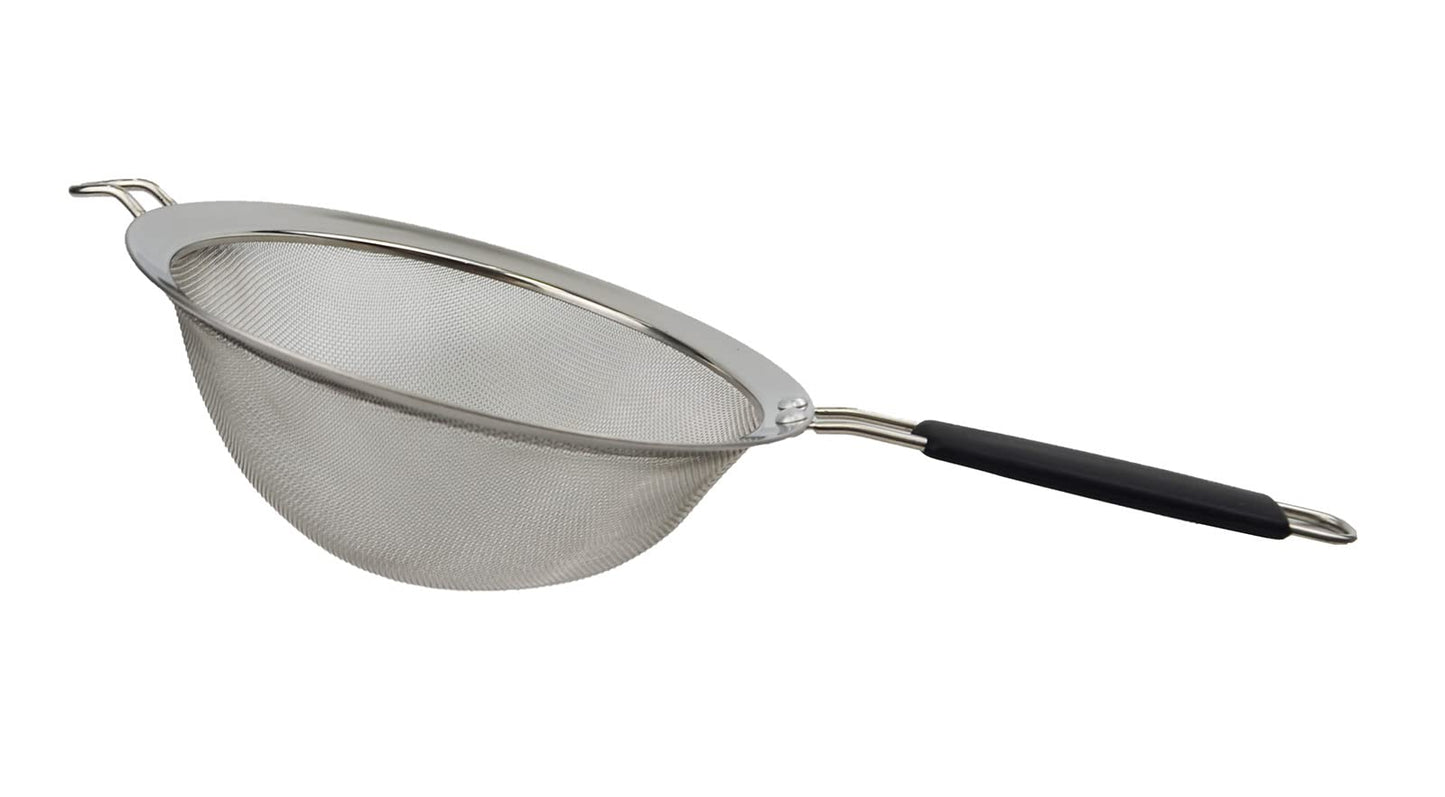 SAMMART Stainless Steel Mesh Strainer/Colander with Silicone Handle - Round Sieve with Hoop