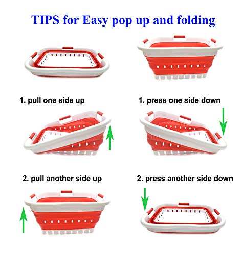 SAMMART Collapsible 3 Handled Plastic Laundry Basket - Foldable Pop Up Storage Container/Organizer - Portable Basket - Space Saving Hamper/Basket
