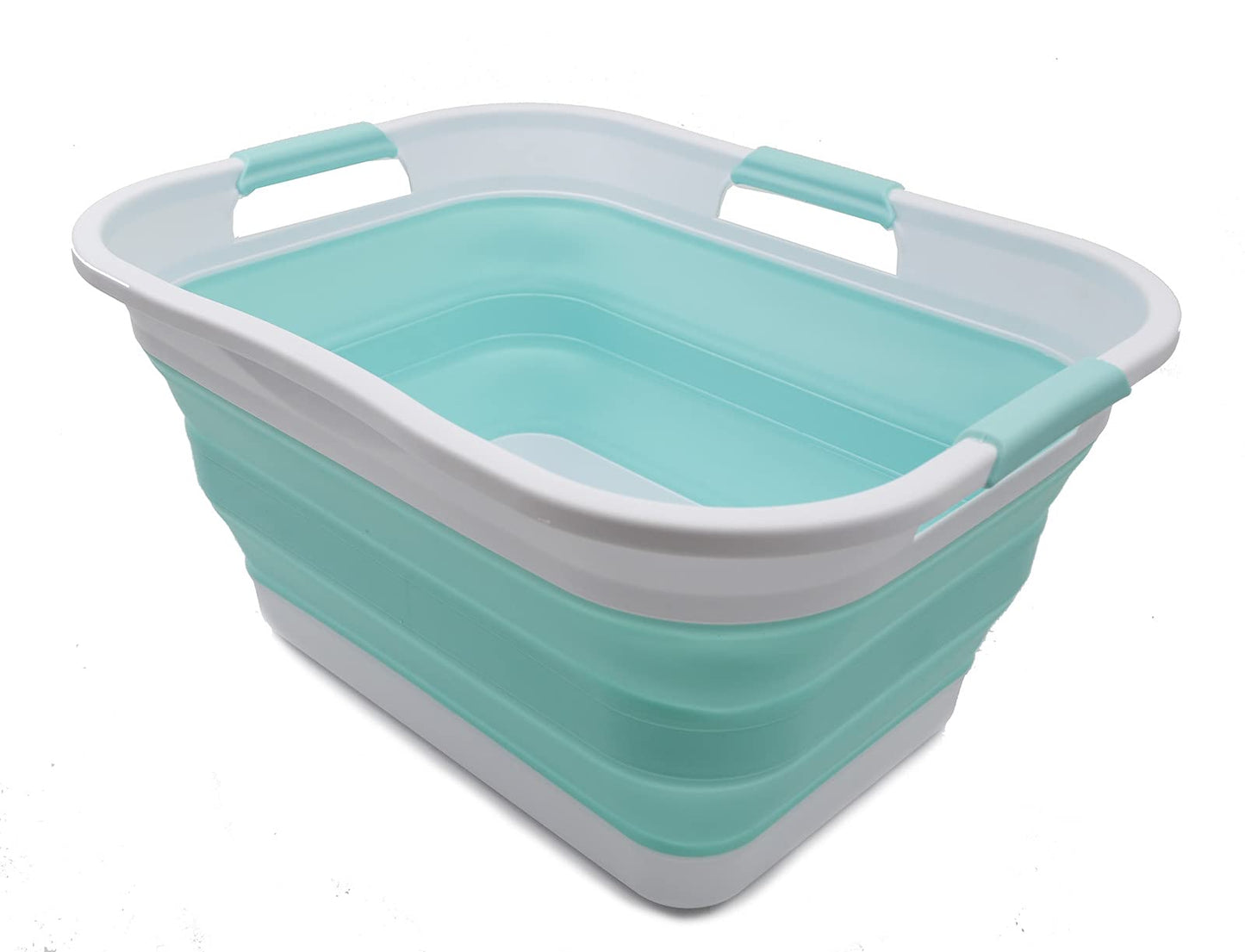 SAMMART 29L(7.6 gallon) Collapsible Plastic Laundry Basket - Foldable Pop Up Storage Container/Organizer - Portable Washing Tub - Space Saving Hamper/Basket - Water Capacity 24L(6.3 gallon)