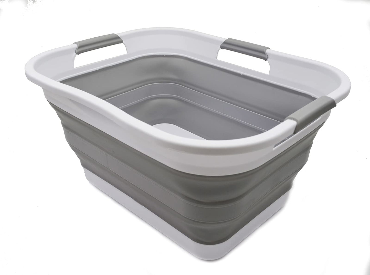 SAMMART 29L(7.6 gallon) Collapsible Plastic Laundry Basket - Foldable Pop Up Storage Container/Organizer - Portable Washing Tub - Space Saving Hamper/Basket - Water Capacity 24L(6.3 gallon)