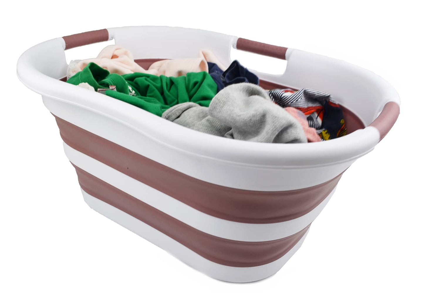 SAMMART 40L (10.5 gallon) Collapsible Plastic Laundry Basket - Foldable Pop Up Storage Container/Organizer - Portable Washing Tub - Space Saving Hamper/Basket