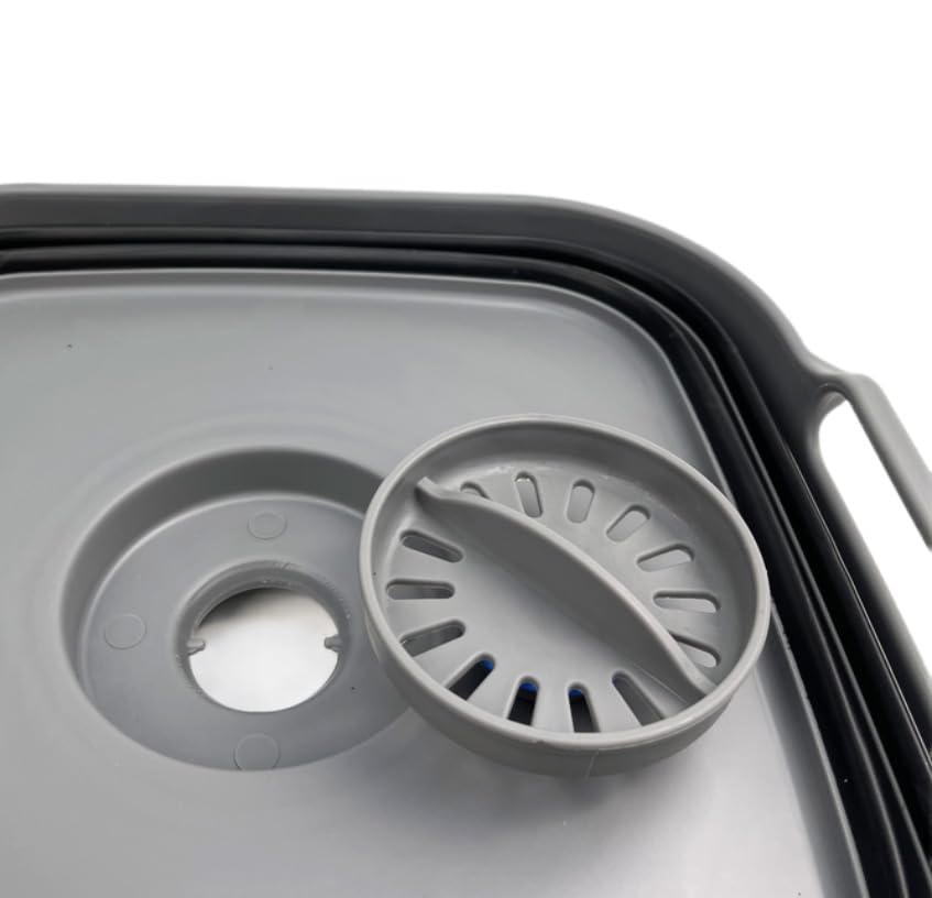 SAMMART 10L (2.64 Gallon) Collapsible Dishpan with Draining Plug-Foldable Washing Basin-Portable Dish Washing Tub-Space Saving Kitchen Storage Tray for Camping & RV