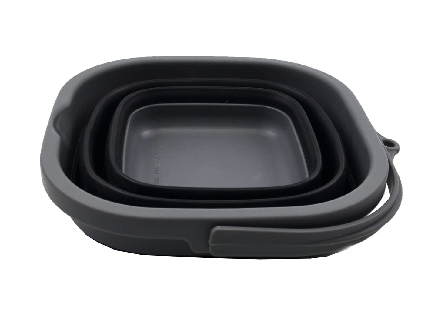 SAMMART Collapsible Plastic Bucket - Foldable Round Tub with Handle - Pop Up Saving (Grey+Black, 2.6L (Square))