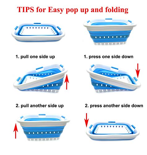 SAMMART Collapsible 3 Handled Plastic Laundry Basket - Foldable Pop Up Storage Container/Organizer - Portable Basket - Space Saving Hamper/Basket