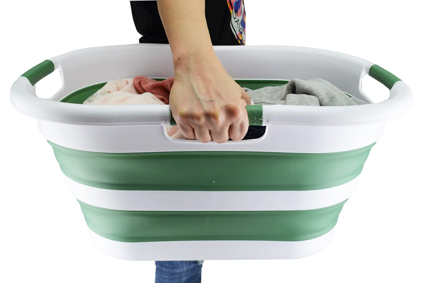 SAMMART 40L (10.5 gallon) Collapsible Plastic Laundry Basket - Foldable Pop Up Storage Container/Organizer - Portable Washing Tub - Space Saving Hamper/Basket