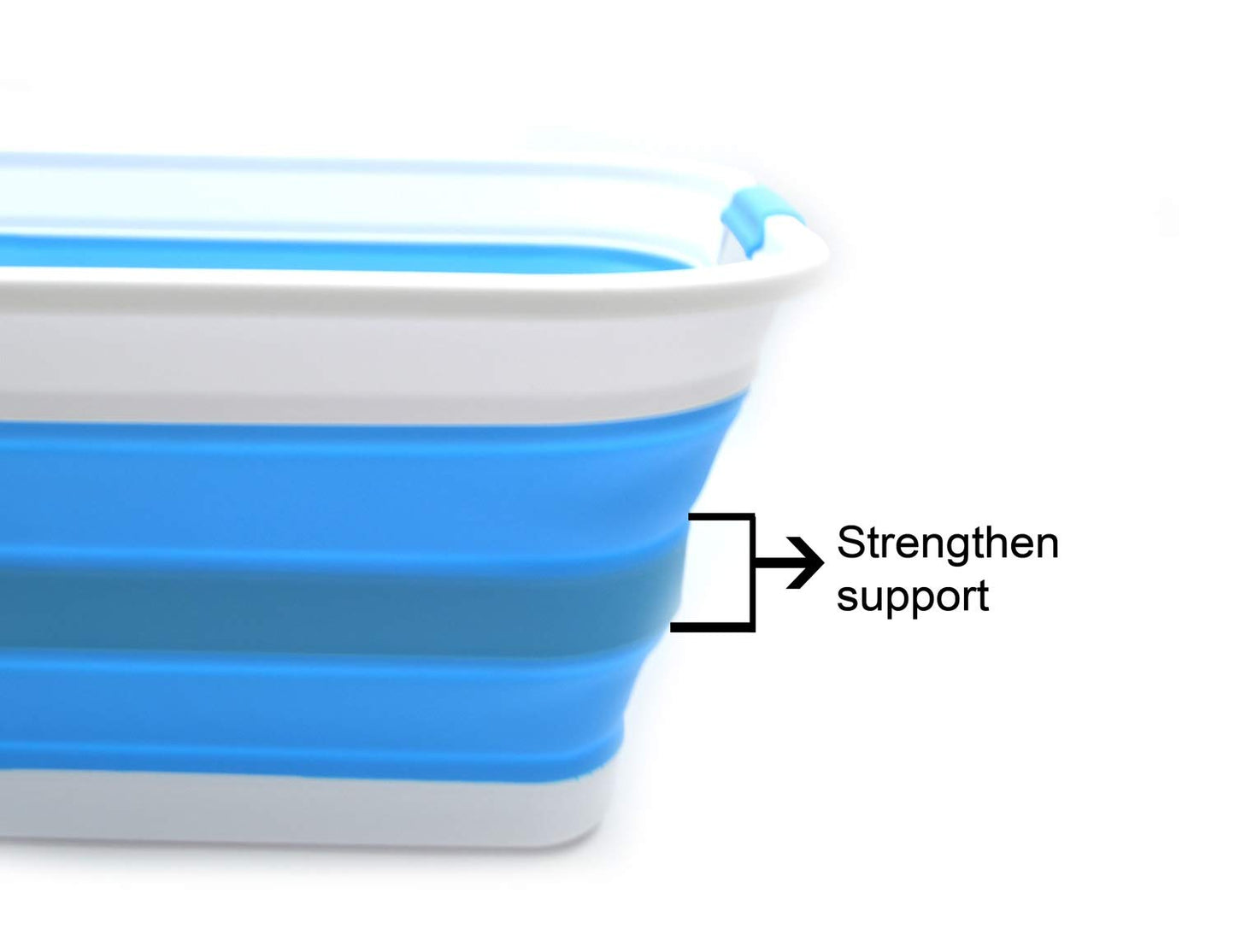 SAMMART 42L (11 Gallon) Collapsible Plastic Laundry Basket-Foldable Pop Up Storage Container/Organizer-Portable Washing Tub-Space Saving Basket, Water Capacity 34L(9 Gallon)