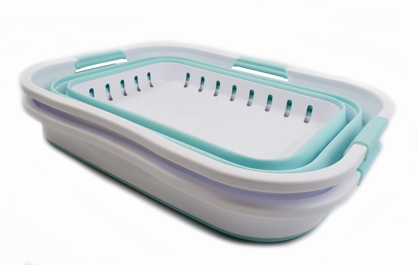 SAMMART Set of 2-30L (8 gallon) Collapsible Plastic Laundry Basket - Foldable Pop Up Storage Container/Organizer - Portable Washing Tub - Space Saving Hamper/Basket