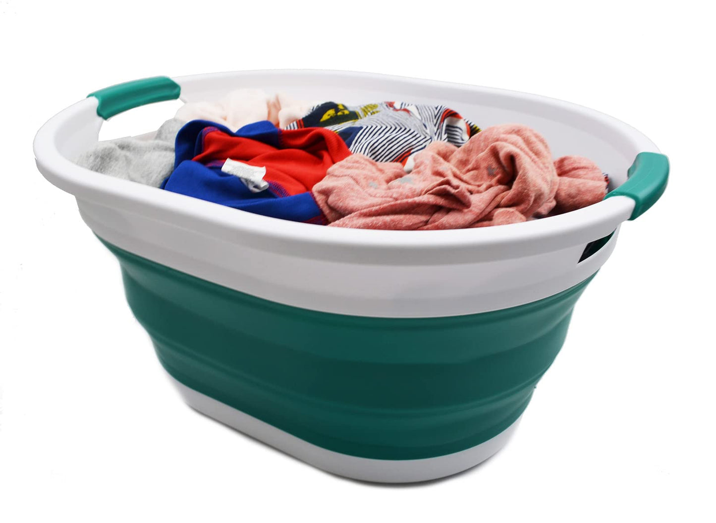 SAMMART 32L (8.4 Gallon) Collapsible Plastic Laundry Basket - Foldable Pop Up Storage Container/Organizer - Portable Washing Tub - Space Saving Hamper, Water Capacity: 24L