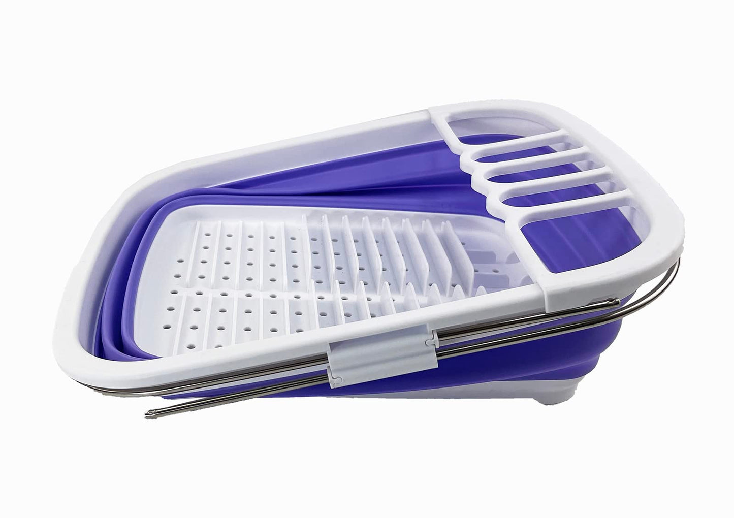 SAMMART 8L (2.11Gallons) Expandable Collapsible Dish Drainer - Foldable Drying Rack - Portable Dinnerware Organizer - Space Saving Kitchen Storage Tray