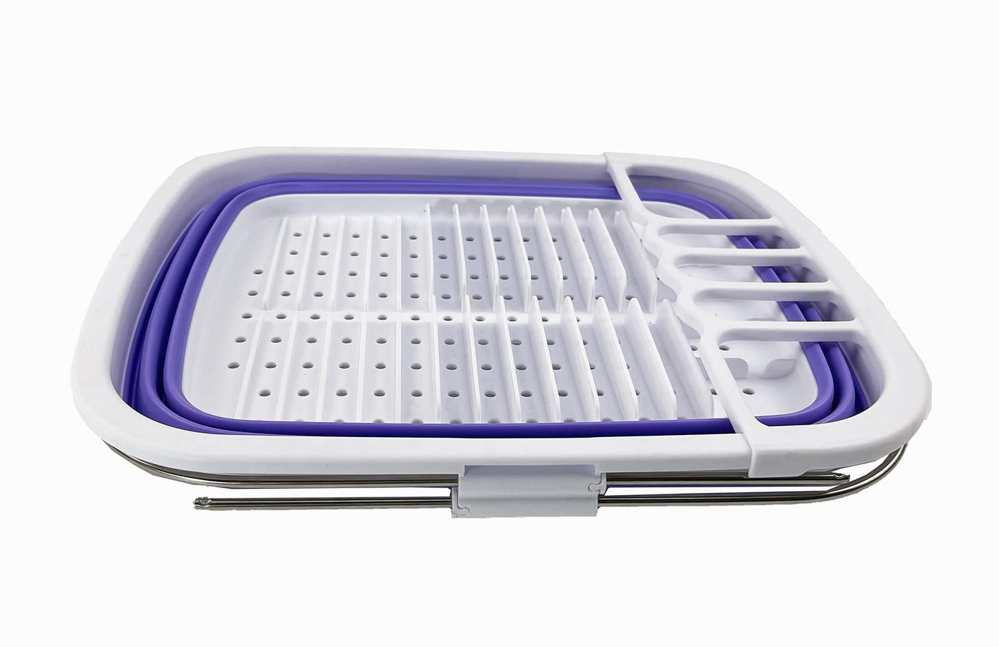 SAMMART 8L (2.11Gallons) Expandable Collapsible Dish Drainer - Foldable Drying Rack - Portable Dinnerware Organizer - Space Saving Kitchen Storage Tray