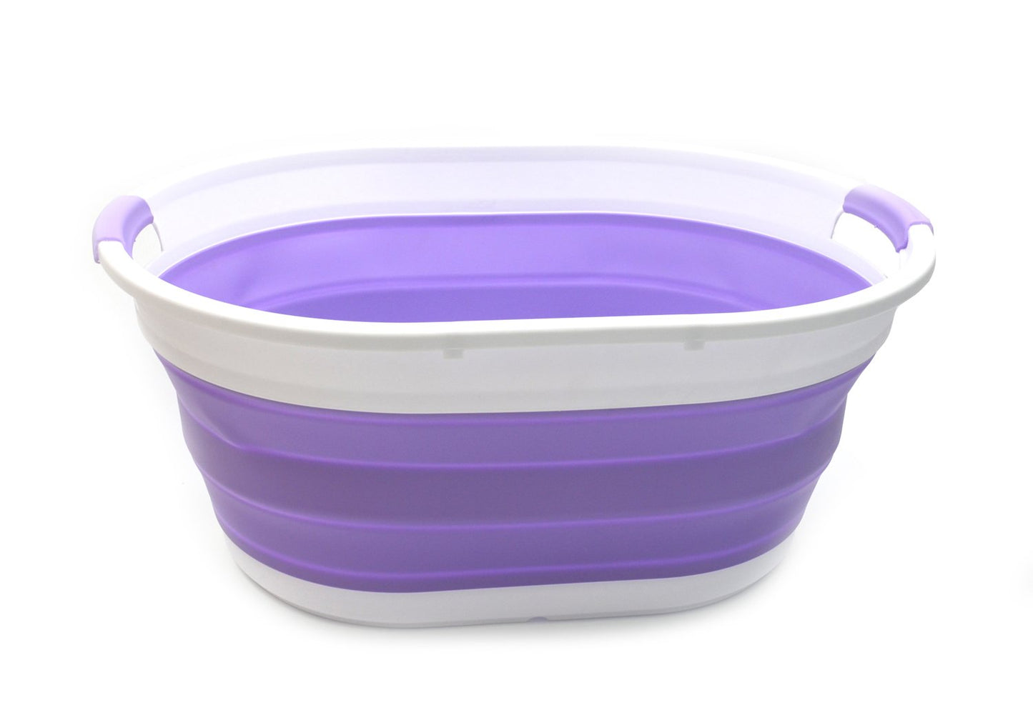 SAMMART 39L(10.3 gallon) Collapsible Plastic Laundry Basket - Oval Tub/Basket - Foldable Storage Container-Portable Washing Tub - Space Saving Laundry Hamper, Water capacity: 30L (7.9 gallon)