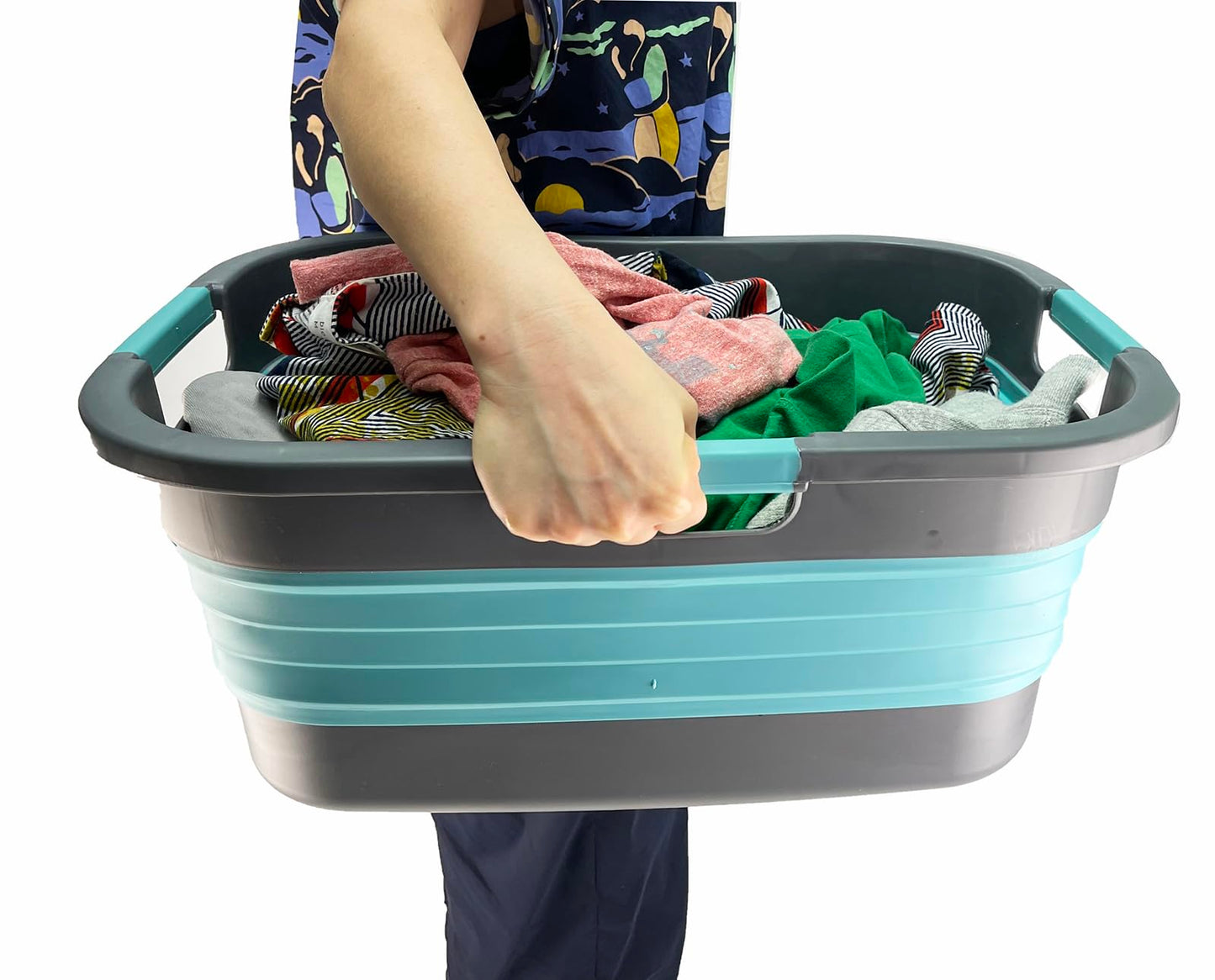 SAMMART 30L (7.9 gallon) Collapsible Plastic Laundry Basket - Foldable Pop Up Storage Container/Organizer - Portable Washing Tub - Space Saving Hamper/Basket