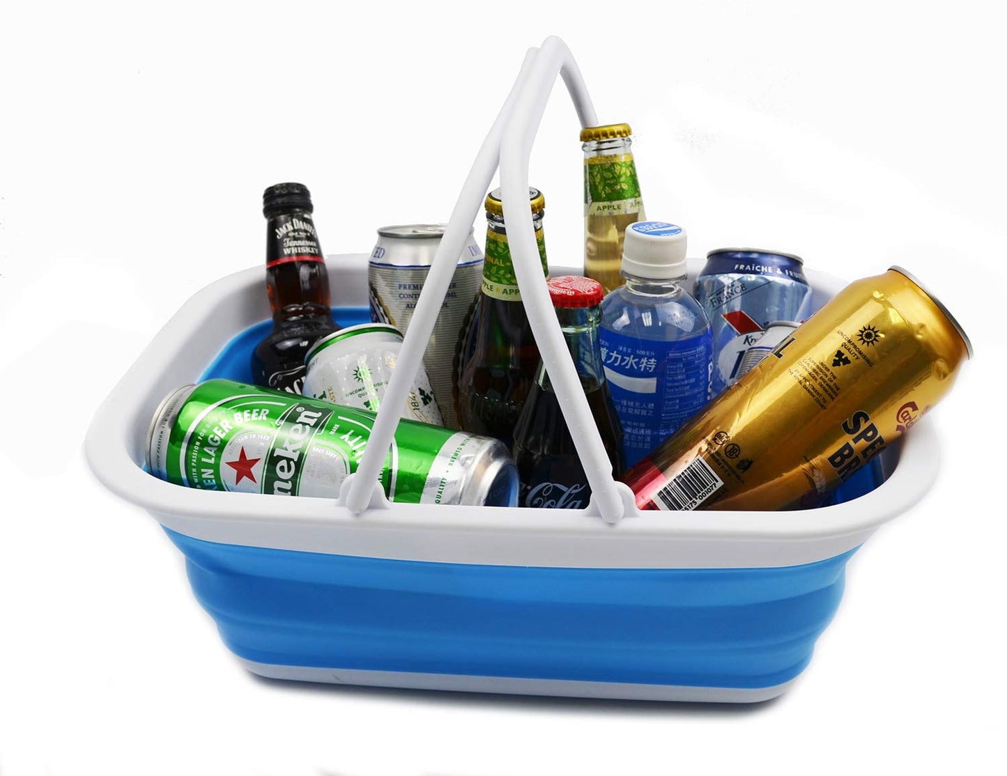 SAMMART SAMMART 9.2L (2.37Gallon) Collapsible Tub with Handle - Portable Outdoor Picnic Basket/Crater - Foldable Shopping Bag - Space Saving Storage Container