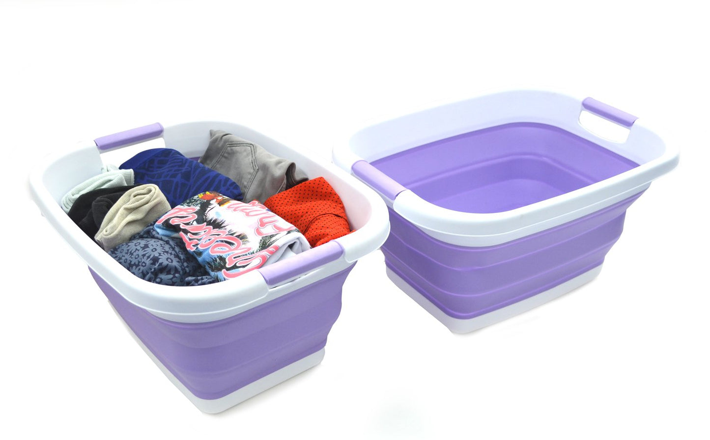 SAMMART Set of 2-21L(5.5 gallon) Collapsible Laundry Basket/Tub-Foldable Storage Container-Portable Washing Bin - Space Saving Hamper, Water capacity: 17L (4.4 gallon)
