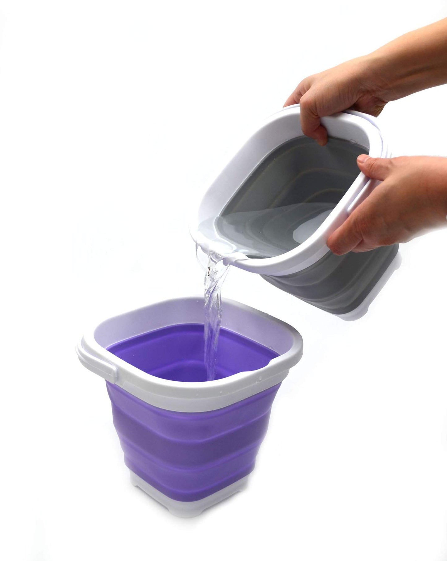SAMMART 2.6L (0.68 Gallon) Super Mini Sqare Collapsible Plastic Bucket - Foldable Square Tub - Portable Fishing Water Pail - Space Saving Outdoor Waterpot