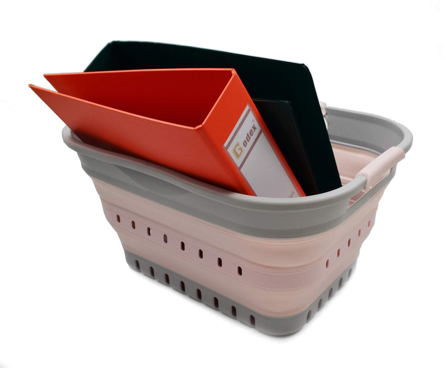 SAMMART 19L (5 Gallon) Collapsible Super Mini 3 Handled Plastic Laundry Basket - Foldable Pop Up Storage Container/Organizer - Space Saving Hamper/Basket