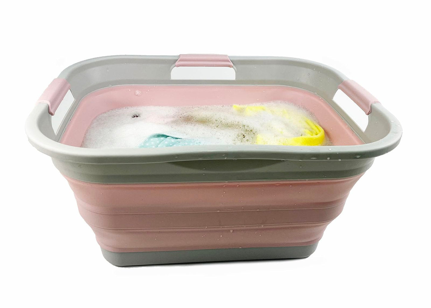 SAMMART 30L (8 gallons) Collapsible Plastic Laundry Washing Tub/Basket-Portable Pop Up Storage Container/Organizer-Foldable Laundry Hamper-Space Saving