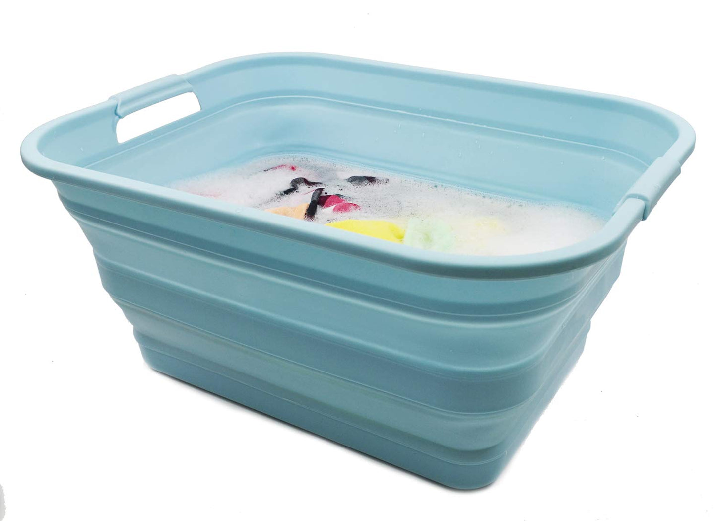 SAMMART 42L (11 Gallon) Collapsible Plastic Laundry Basket-Foldable Pop Up Storage Container/Organizer-Portable Washing Tub-Space Saving Basket, Water Capacity 34L(9 Gallon)