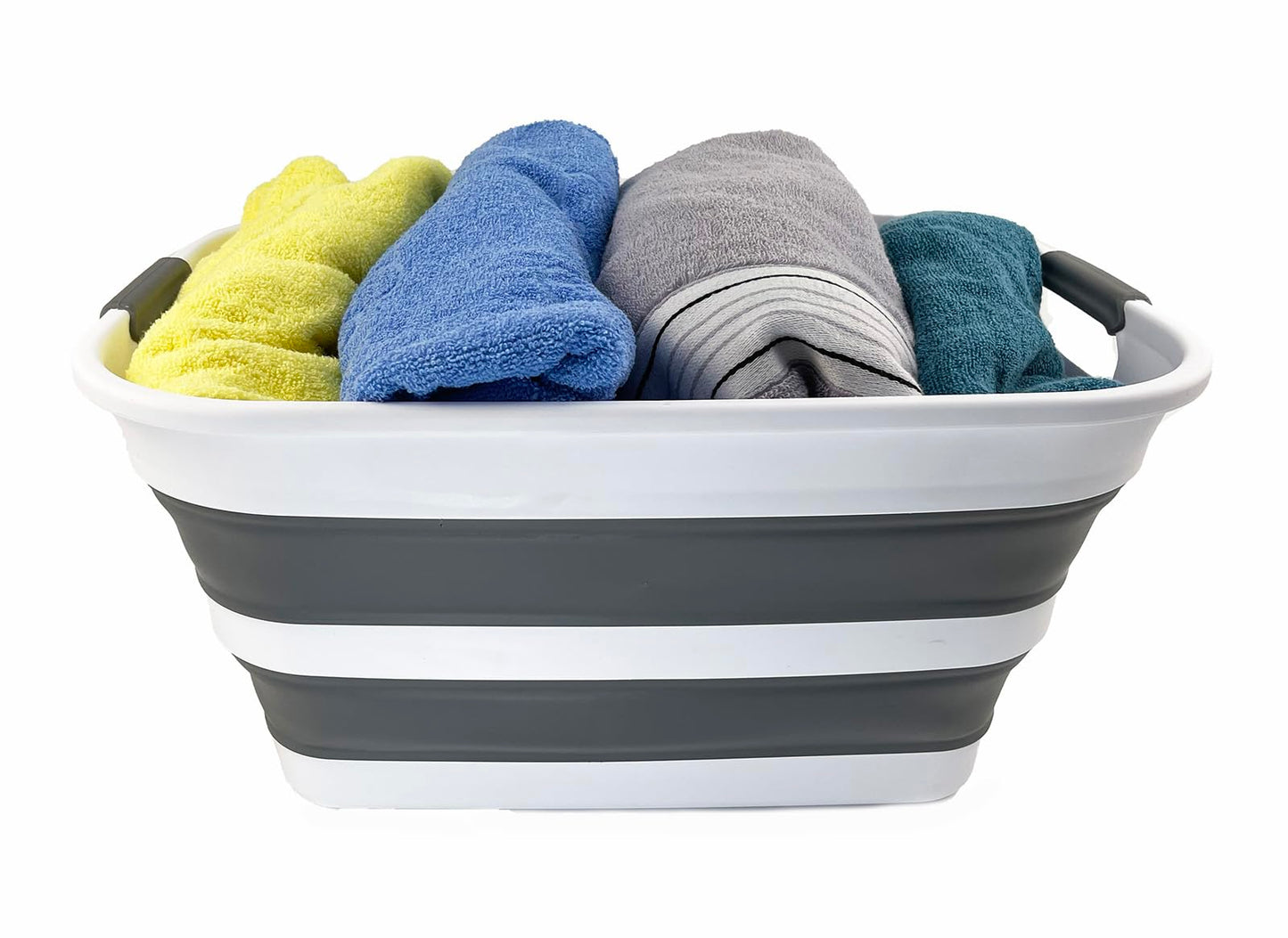 SAMMART 27L (7.1 Gallons) Collapsible Plastic Laundry Basket with Handle-Foldable Pop Up Storage Basket with handle