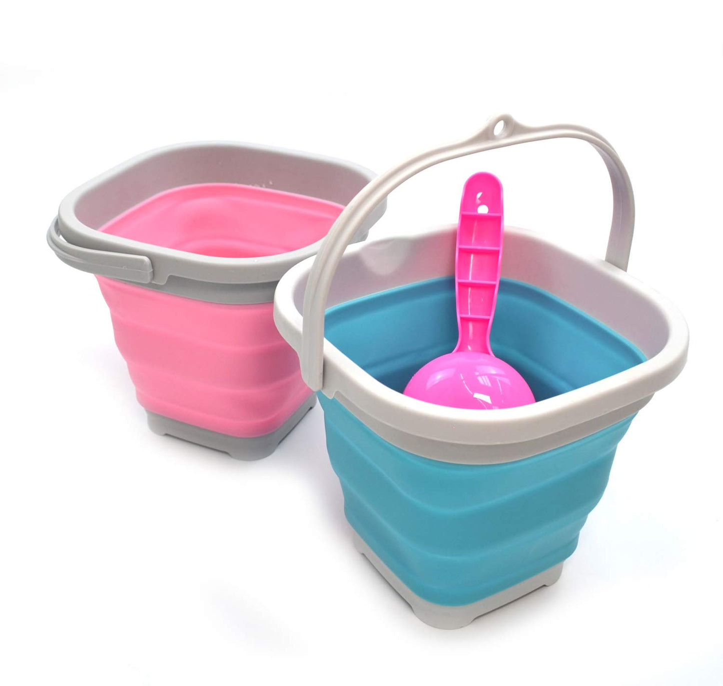 SAMMART 2.6L (0.68 Gallon) Super Mini Sqare Collapsible Plastic Bucket - Foldable Square Tub - Portable Fishing Water Pail - Space Saving Outdoor Waterpot