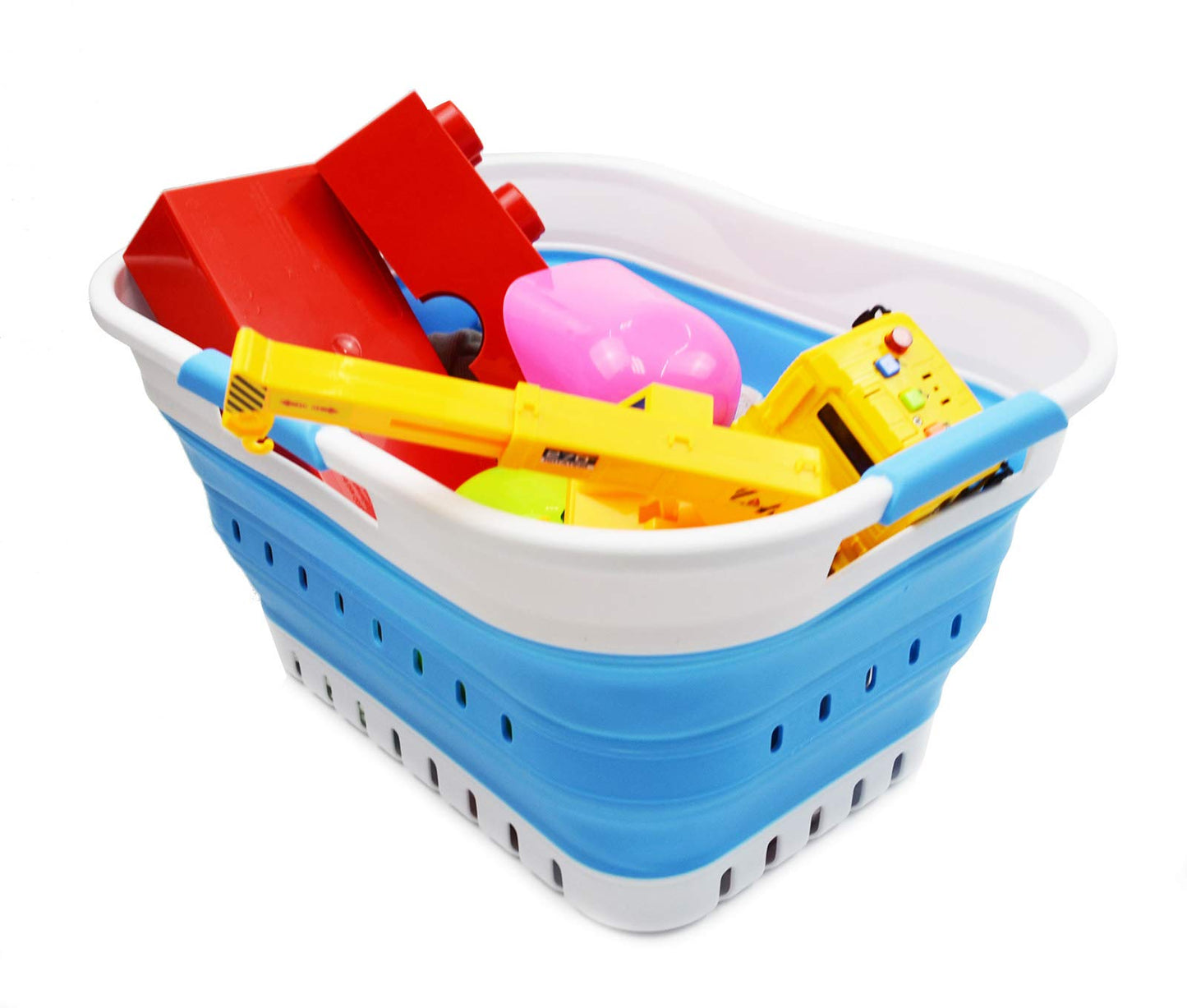 SAMMART 19L (5 Gallon) Collapsible Super Mini 3 Handled Plastic Laundry Basket - Foldable Pop Up Storage Container/Organizer - Space Saving Hamper/Basket