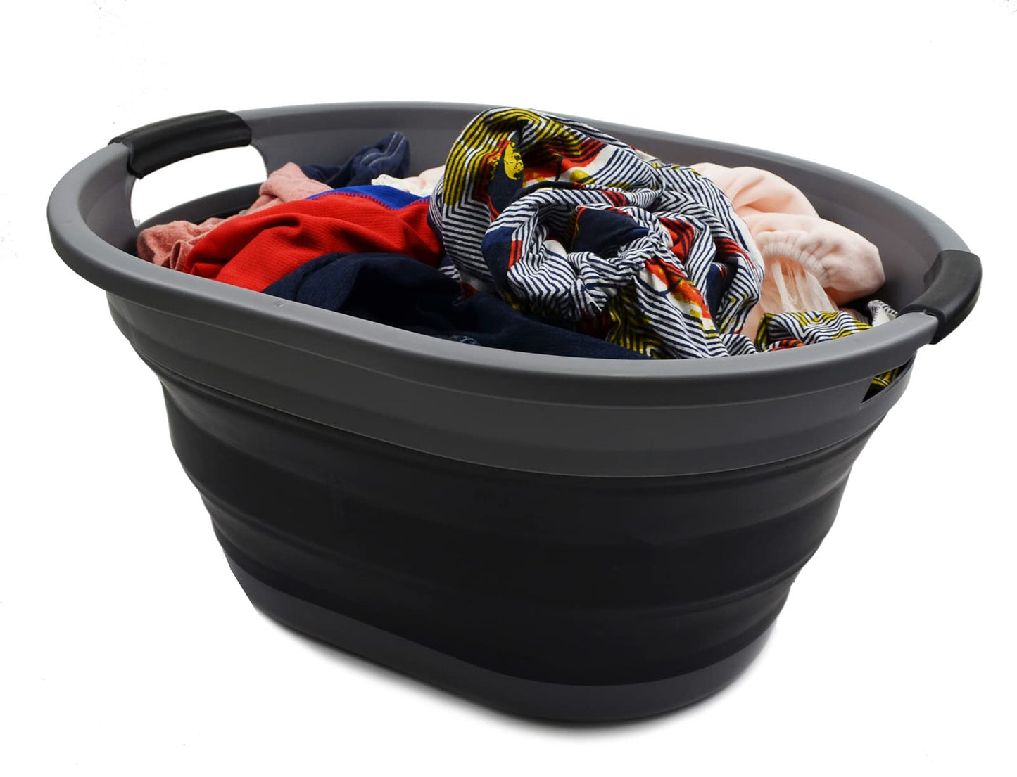 SAMMART 32L (8.4 Gallon) Collapsible Plastic Laundry Basket - Foldable Pop Up Storage Container/Organizer - Portable Washing Tub - Space Saving Hamper, Water Capacity: 24L
