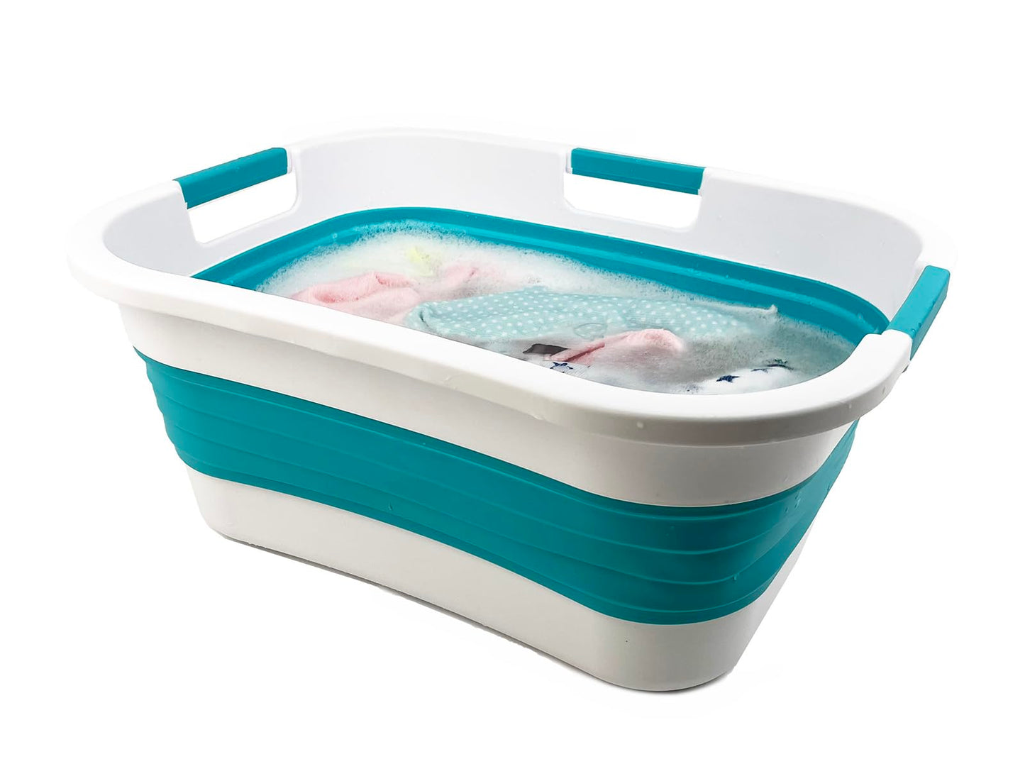 SAMMART 30L (7.9 gallon) Collapsible Plastic Laundry Basket - Foldable Pop Up Storage Container/Organizer - Portable Washing Tub - Space Saving Hamper/Basket