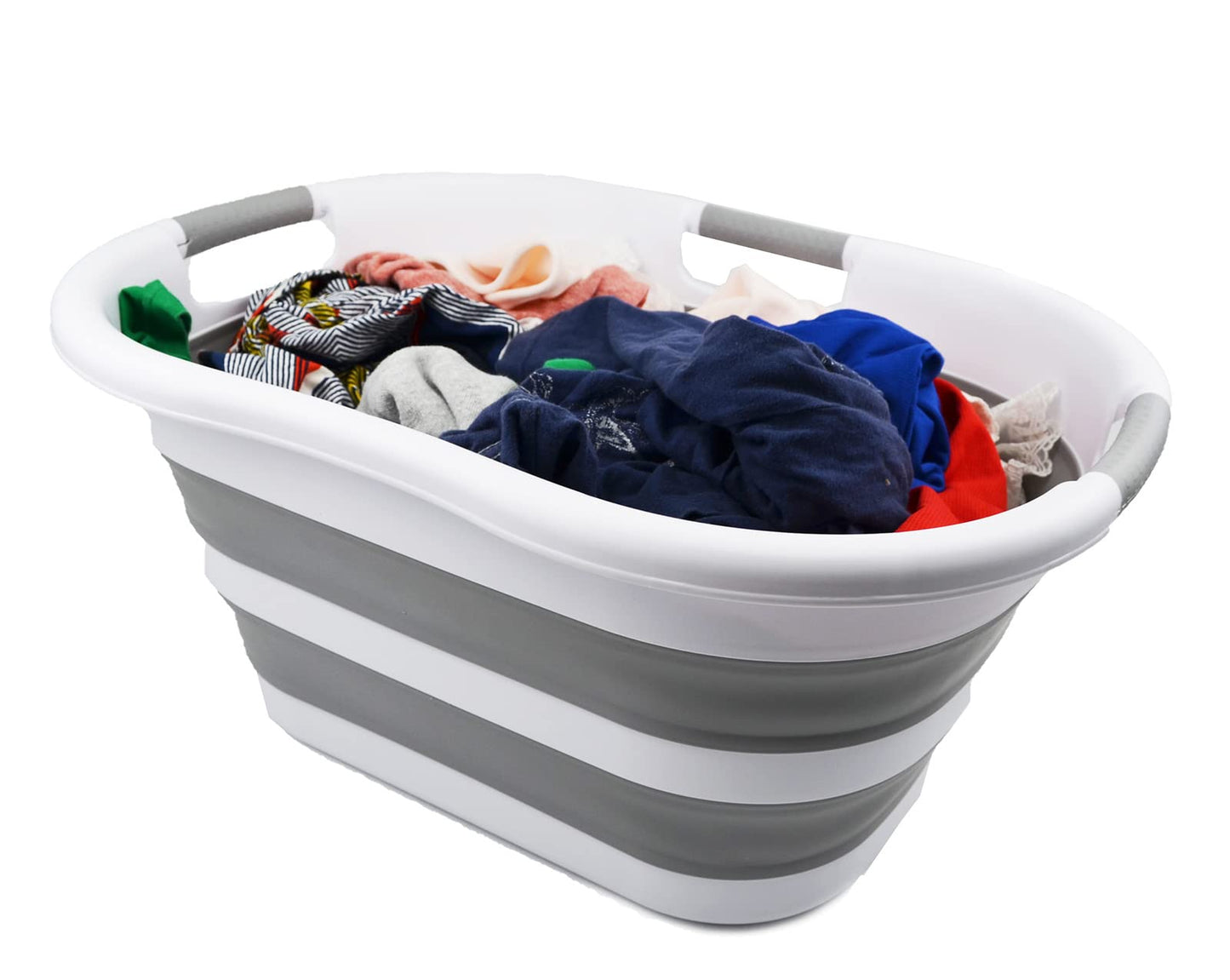 SAMMART 40L (10.5 gallon) Collapsible Plastic Laundry Basket - Foldable Pop Up Storage Container/Organizer - Portable Washing Tub - Space Saving Hamper/Basket