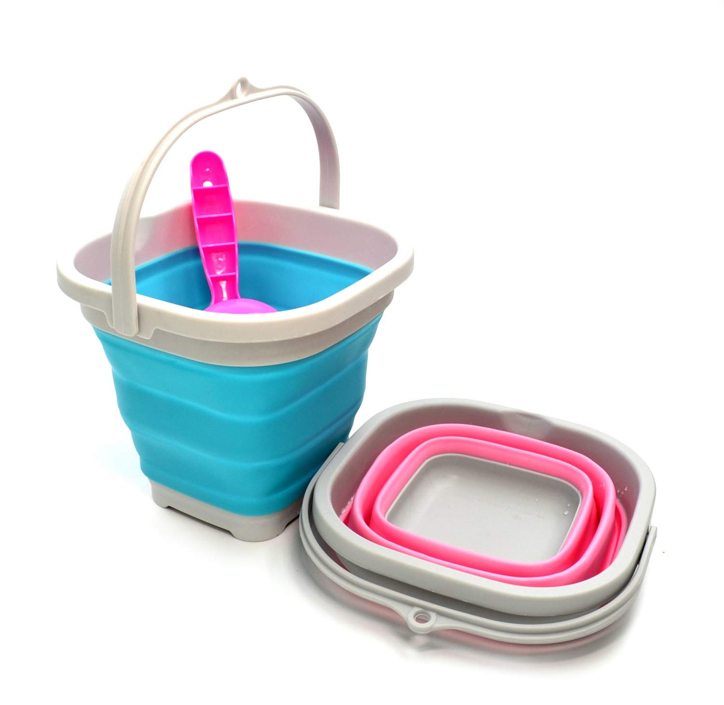 SAMMART 2.6L (0.68 Gallon) Super Mini Sqare Collapsible Plastic Bucket - Foldable Square Tub - Portable Fishing Water Pail - Space Saving Outdoor Waterpot