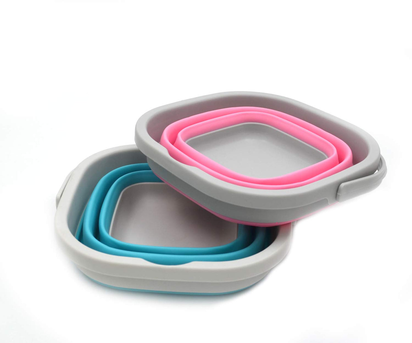 SAMMART 2.6L (0.68 Gallon) Super Mini Sqare Collapsible Plastic Bucket - Foldable Square Tub - Portable Fishing Water Pail - Space Saving Outdoor Waterpot