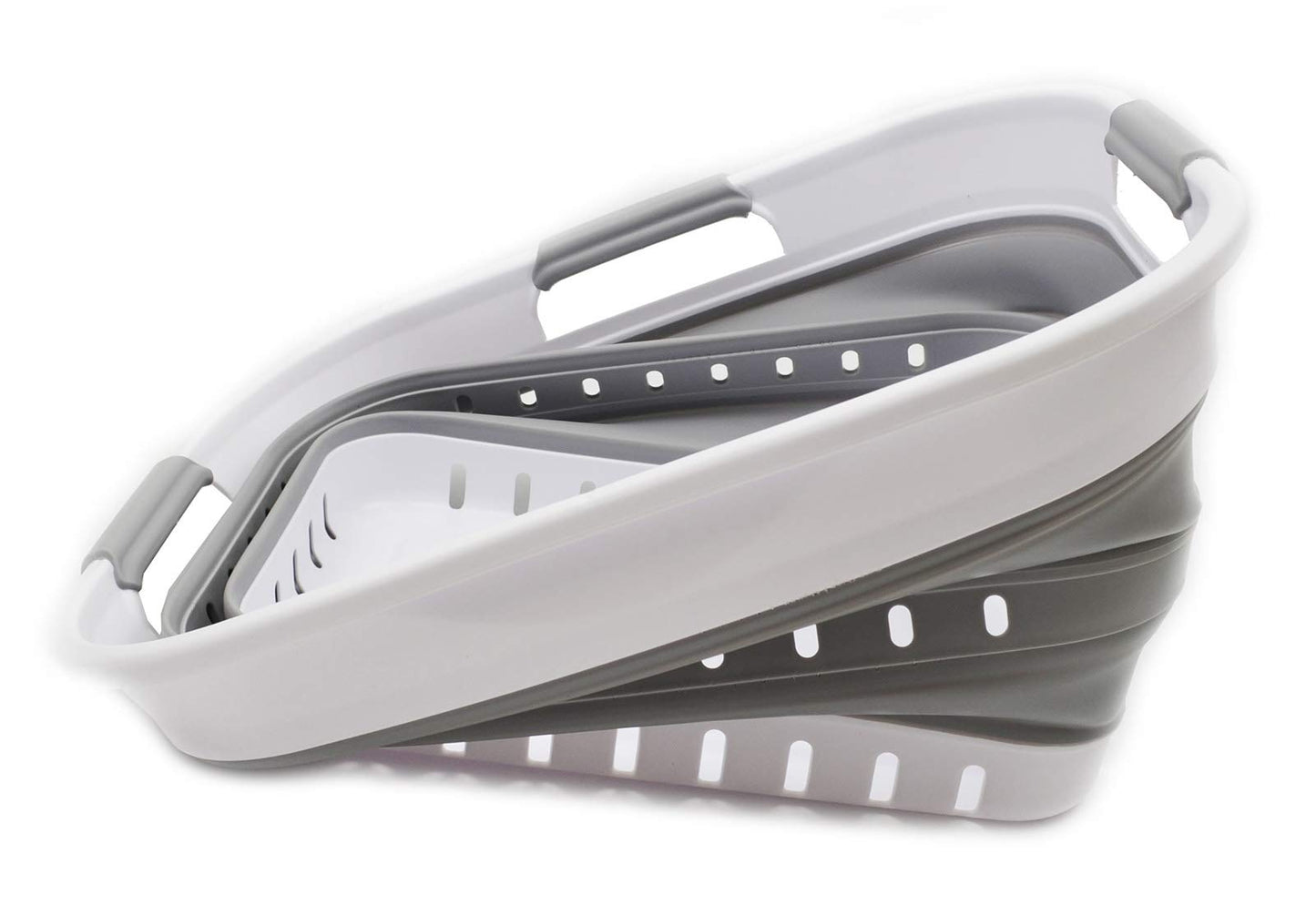 SAMMART Collpasible Laundry Basket (19L Collapsible Laundry Basket with Holes (White/Grey))