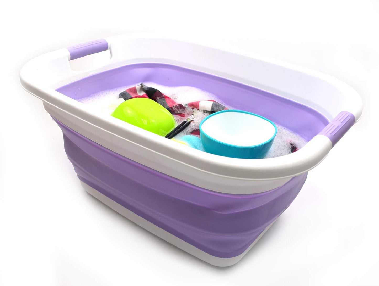 SAMMART 31L (8.1 gallon) Collapsible Plastic Laundry Basket-Pop Up Storage Container - Portable Washing Tub - Space Saving Hamper/Basket, Water capacity: 23L (6 gallon)