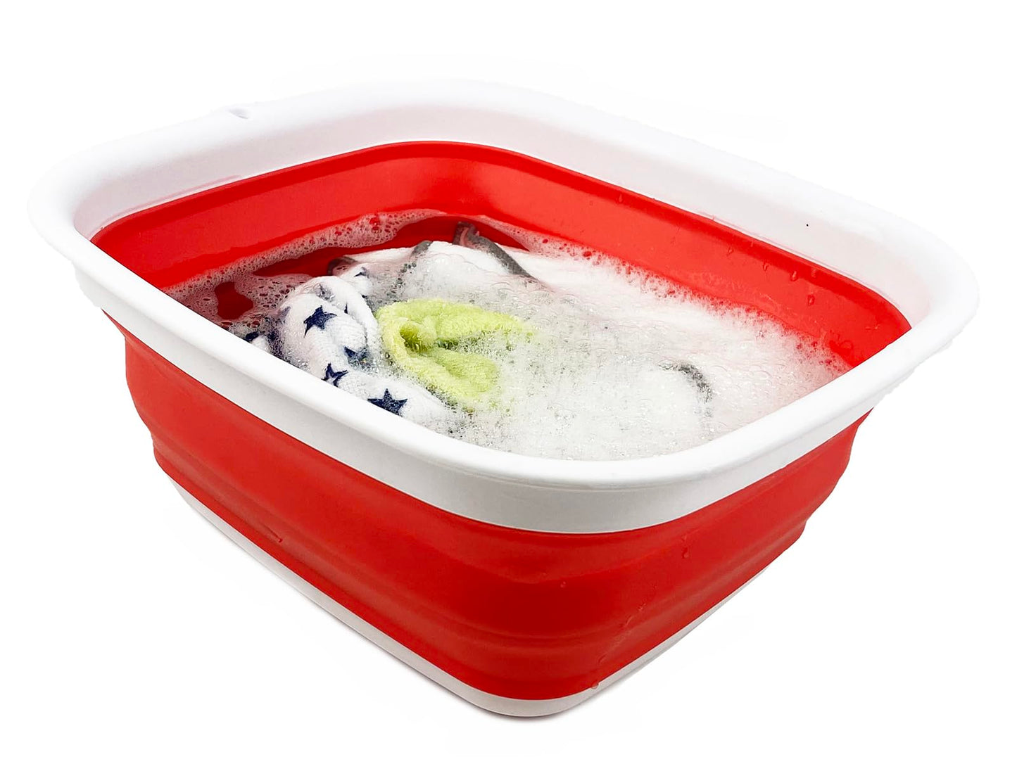 SAMMART 2pcs Kitchen & Outdoor Set : Collapsible Dish Drainer with Drainer Board & Collapsible Plastic Tub (2, Washed Black+Coral Pink)