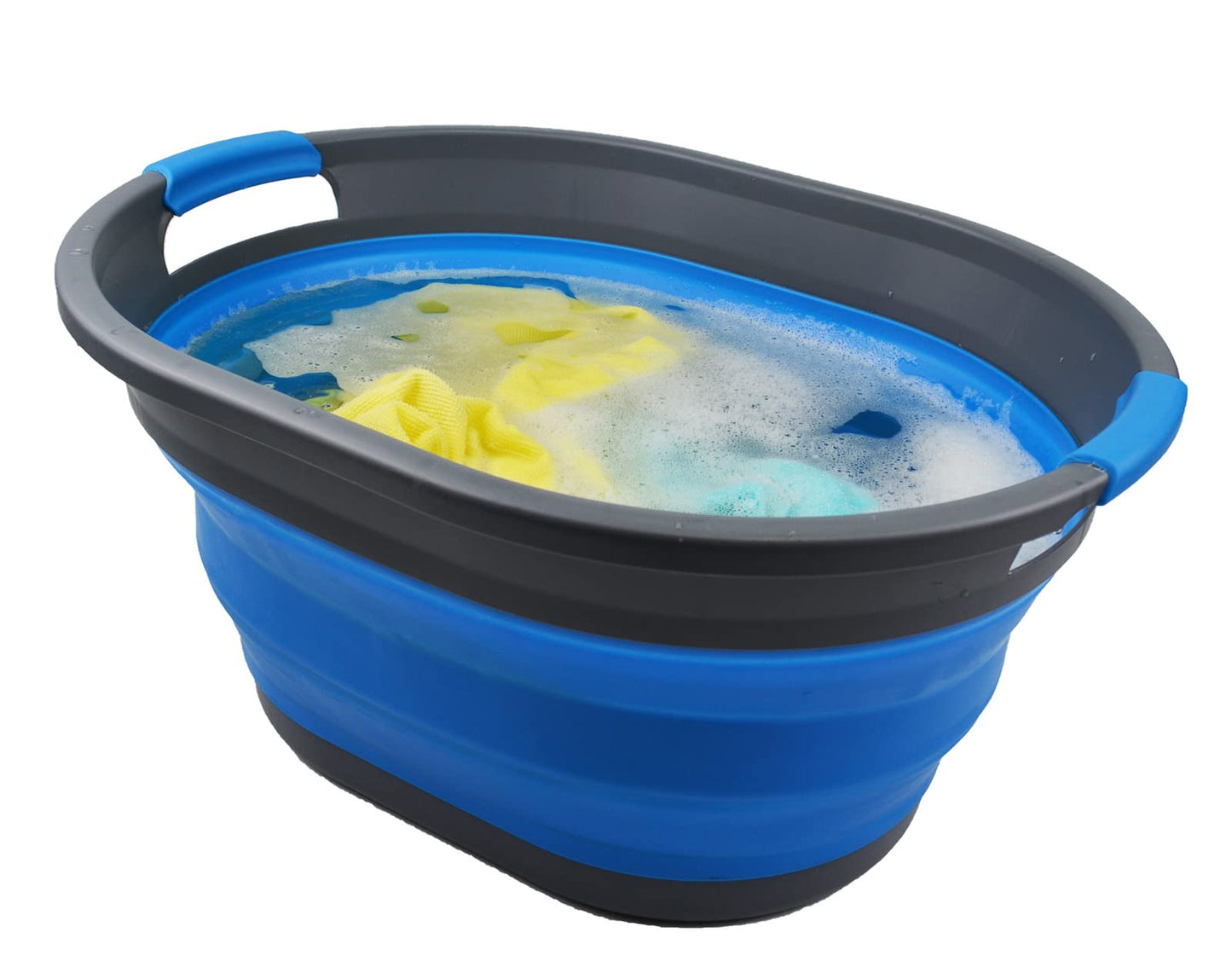 SAMMART 32L (8.4 Gallon) Collapsible Plastic Laundry Basket - Foldable Pop Up Storage Container/Organizer - Portable Washing Tub - Space Saving Hamper, Water Capacity: 24L