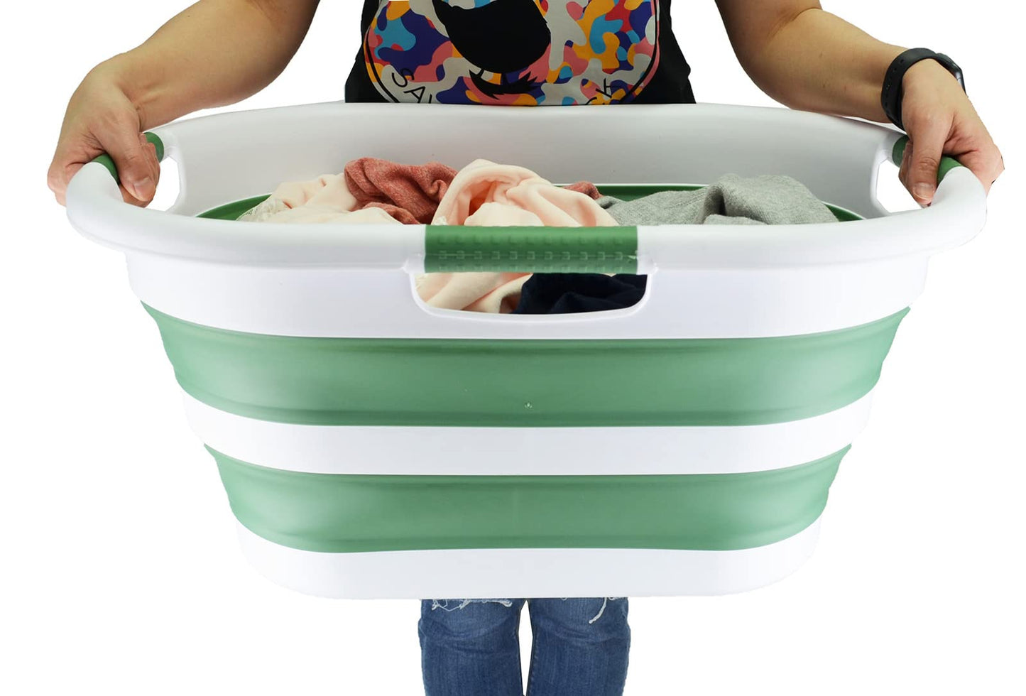 SAMMART 40L (10.5 gallon) Collapsible Plastic Laundry Basket - Foldable Pop Up Storage Container/Organizer - Portable Washing Tub - Space Saving Hamper/Basket