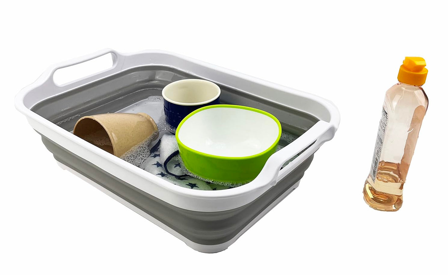 SAMMART Collapsible Tub - Foldable Dish Tub - Portable Washing Basin - Space Saving Plastic Washtub