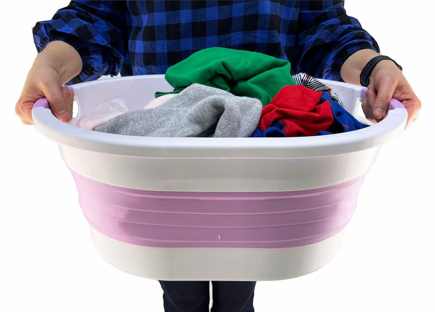 SAMMART 23L (6 gallon) Collapsible Plastic Laundry Basket - Foldable Pop Up Storage Container/Organizer - Portable Washing Tub - Space Saving Hamper/Basket