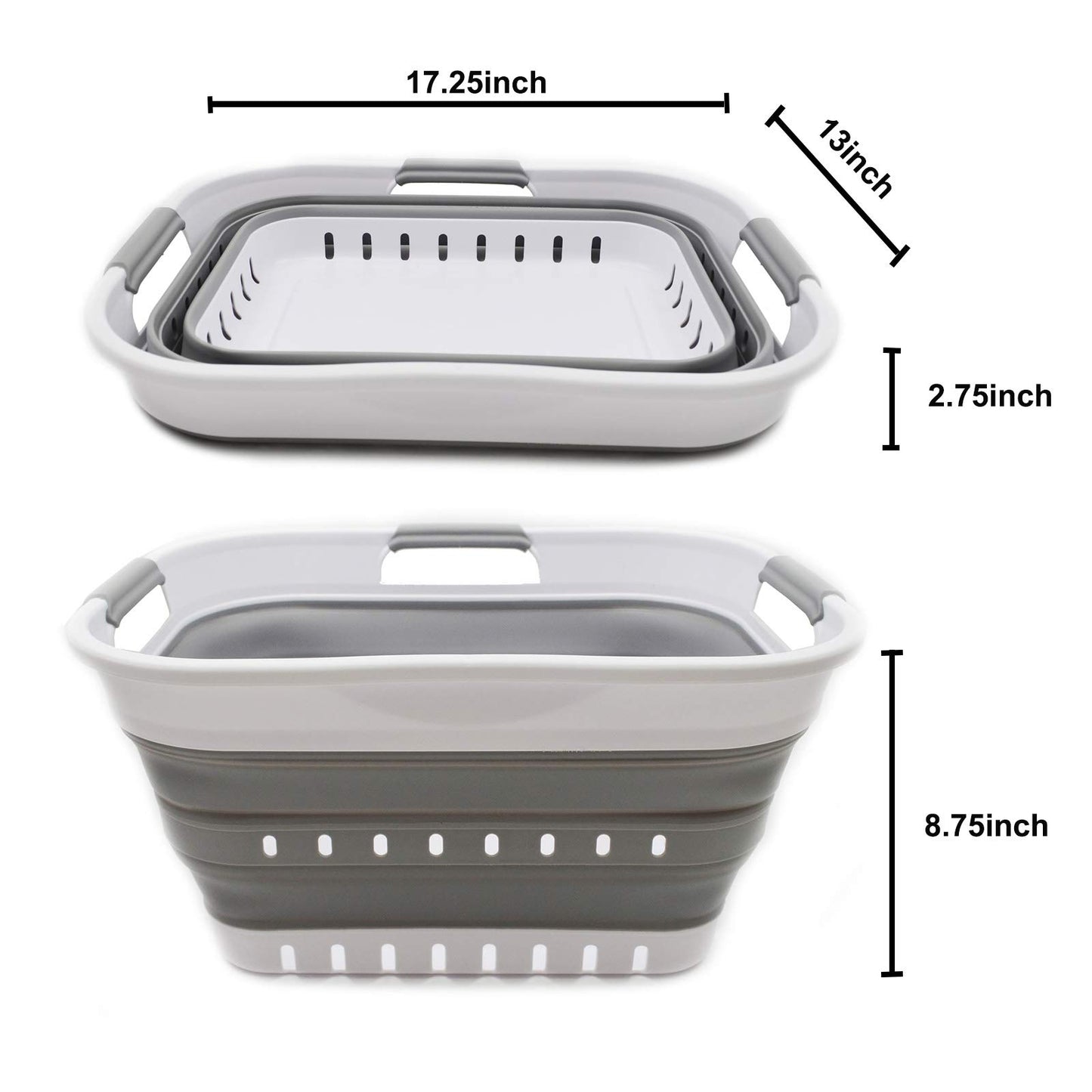 SAMMART 19L (5 Gallon) Collapsible Super Mini 3 Handled Plastic Laundry Basket - Foldable Pop Up Storage Container/Organizer - Space Saving Hamper/Basket