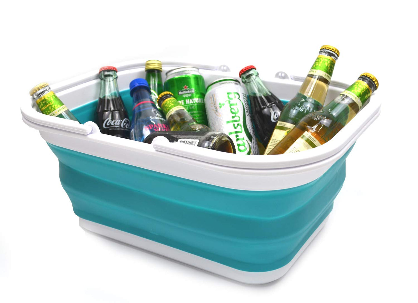 SAMMART 15.5L (4.1 Gallons) Collapsible Tub with Handle - Portable Outdoor Picnic Basket/Crater - Foldable Shopping Bag - Space Saving Storage Container