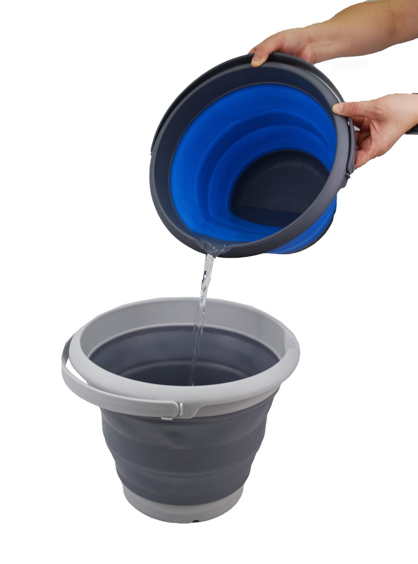 SAMMART 8.5L (2.2 Gallon) Collapsible Plastic Bucket - Foldable Round Tub - Portable Fishing Water Pail - Space Saving Outdoor Waterpot. Size 31cm Dia