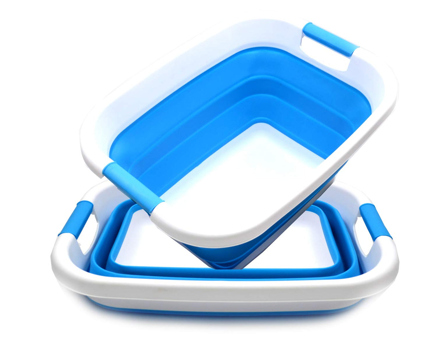 SAMMART Set of 2-21L(5.5 gallon) Collapsible Laundry Basket/Tub-Foldable Storage Container-Portable Washing Bin - Space Saving Hamper, Water capacity: 17L (4.4 gallon)