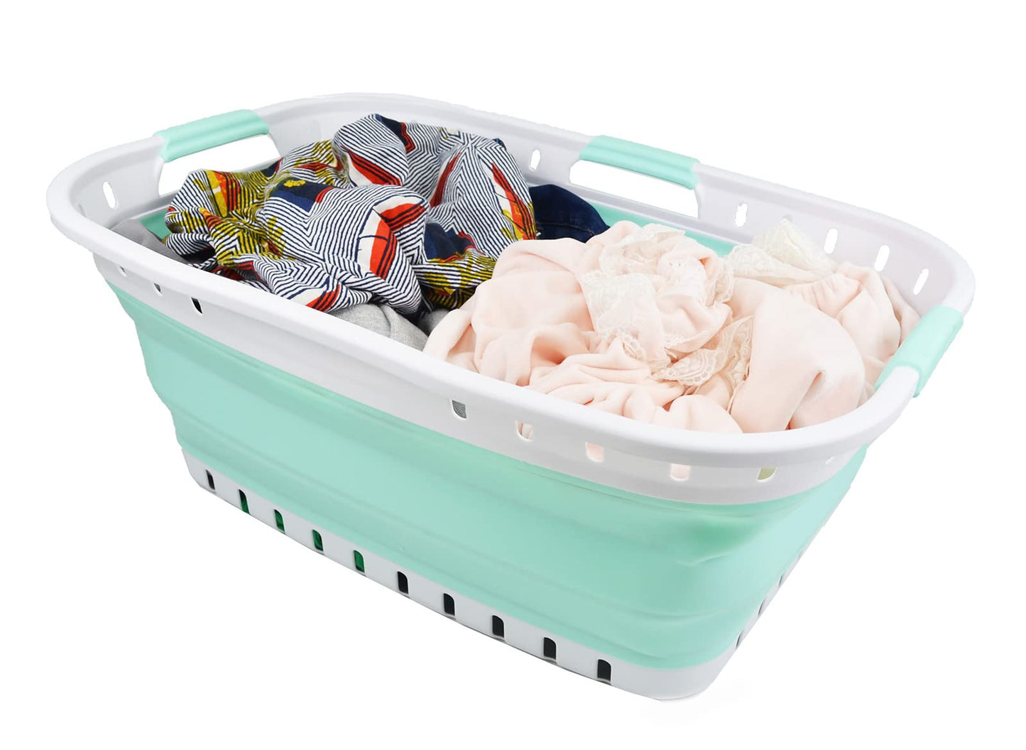 SAMMART 44L (11.62 gallon) Collapsible Plastic Laundry Basket - Foldable Pop Up Storage Container/Organizer - Portable Washing Tub - Space Saving Hamper/Basket