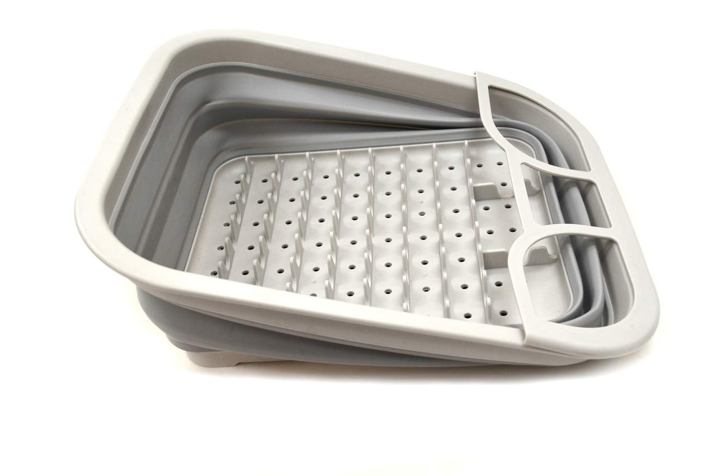 SAMMART Collapsible Dish Drainer with Drainer Board - Foldable Drying Rack Set - Portable Dinnerware Organizer - Space Saving Kitchen Storage Tray