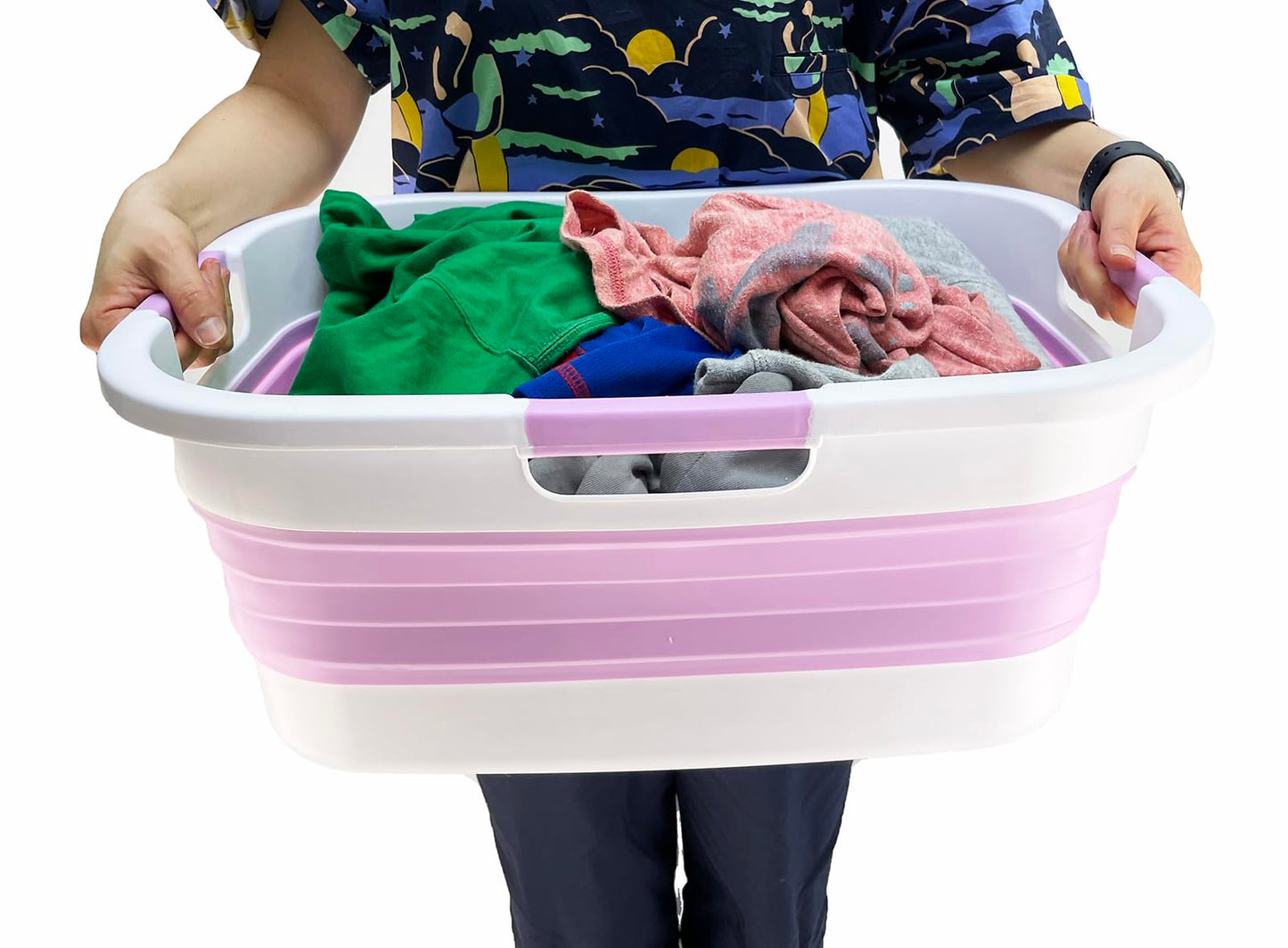 SAMMART 30L (7.9 gallon) Collapsible Plastic Laundry Basket - Foldable Pop Up Storage Container/Organizer - Portable Washing Tub - Space Saving Hamper/Basket