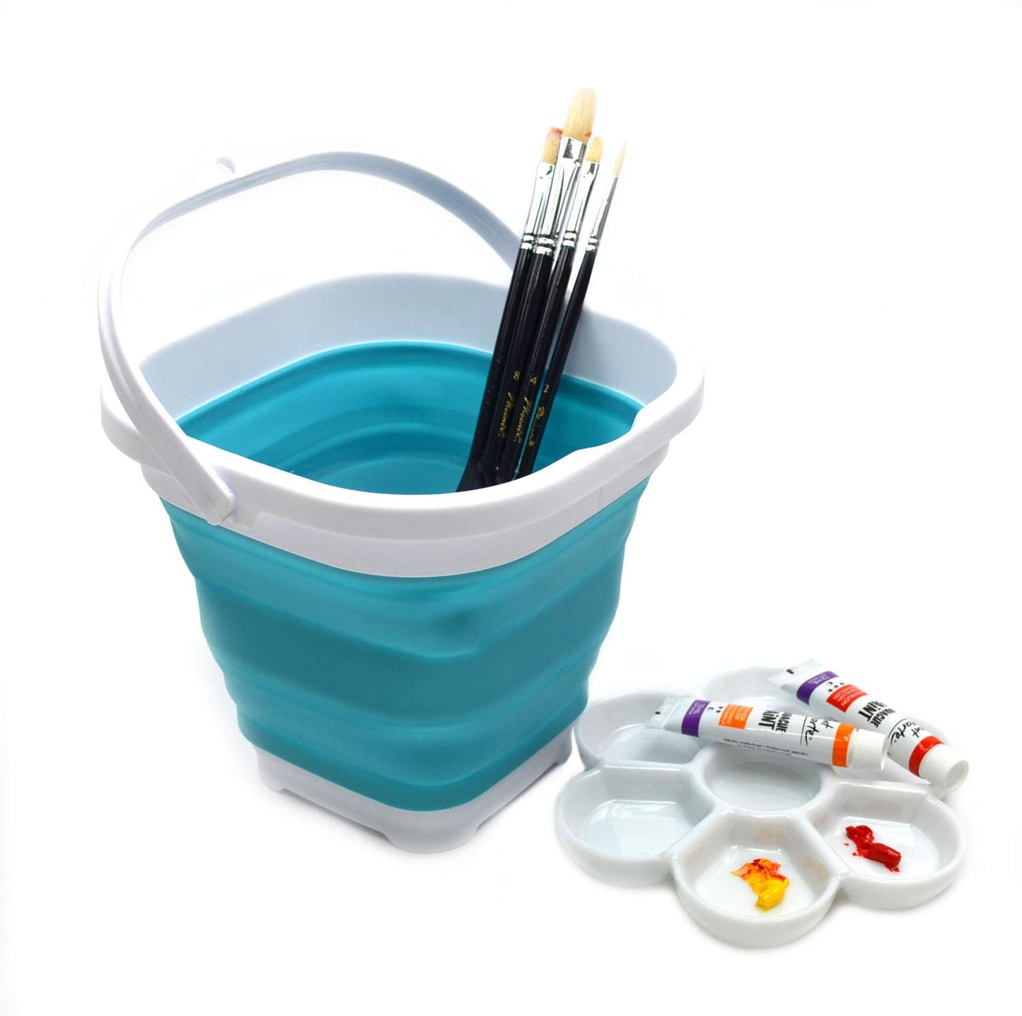 SAMMART 2.6L (0.68 Gallon) Super Mini Sqare Collapsible Plastic Bucket - Foldable Square Tub - Portable Fishing Water Pail - Space Saving Outdoor Waterpot