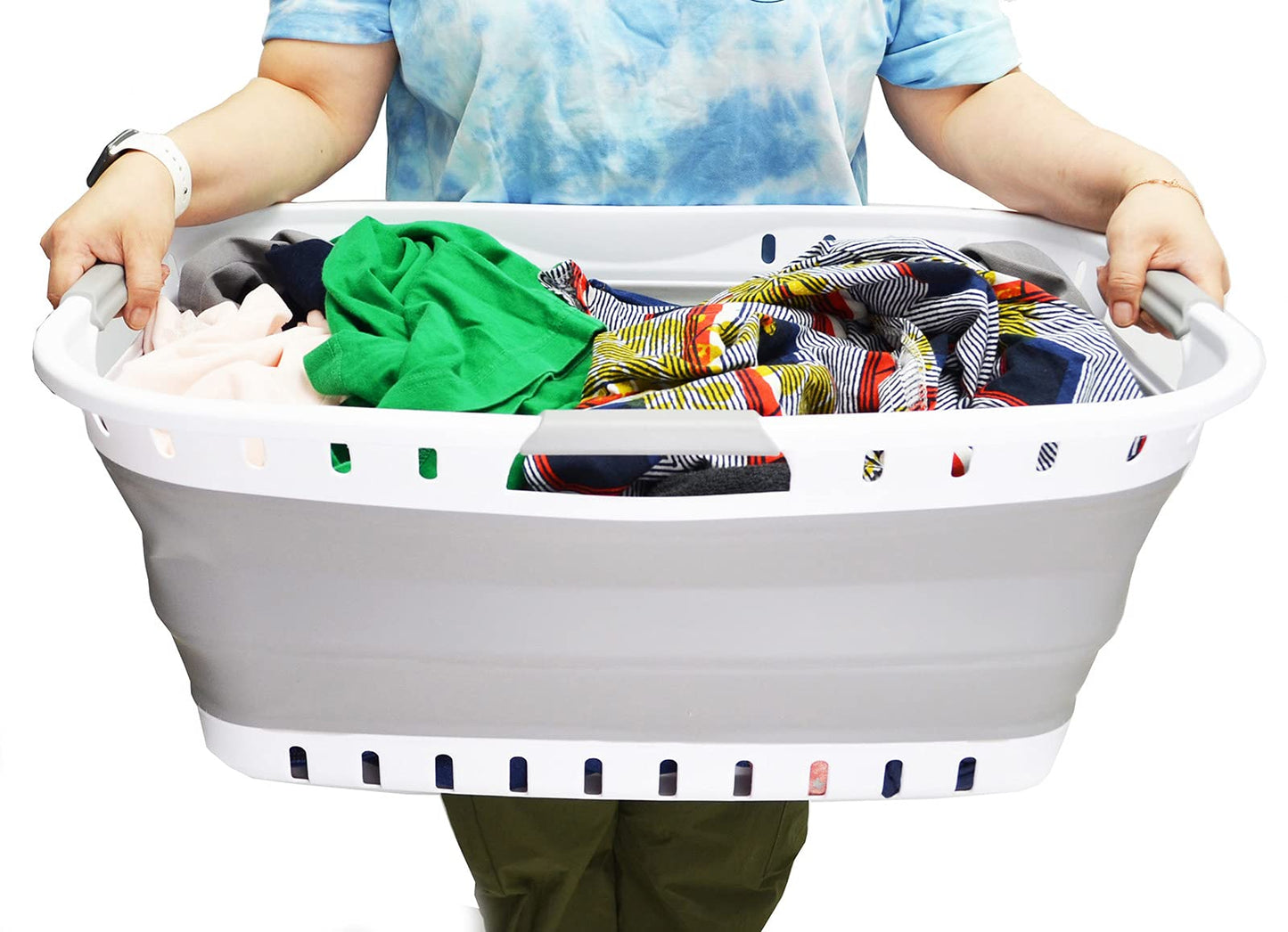 SAMMART 44L (11.62 gallon) Collapsible Plastic Laundry Basket - Foldable Pop Up Storage Container/Organizer - Portable Washing Tub - Space Saving Hamper/Basket